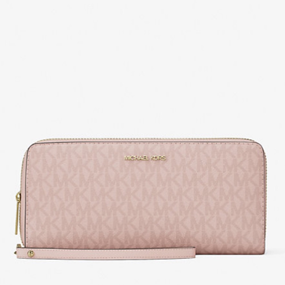 MICHAEL KORS Jet Set Travel Lg Signature Logo Continental Wristlet Phone Holder